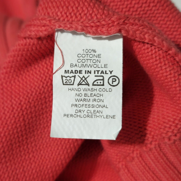 Gran Sasso Men’s Luxury Sweater, Sz XL , Made In Italy Coral 100% Cotton Soft - Picture 4 of 9
